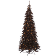 Black Slim Fir Tree - 7.5' x 40" Pre-Lit with 500 Italian Style Warm White Dura-Lit LED Lights