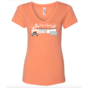 Twin Palms Ladies' V-Neck T-Shirt - Light Orange 2022 - Just Fabulous Palm Springs