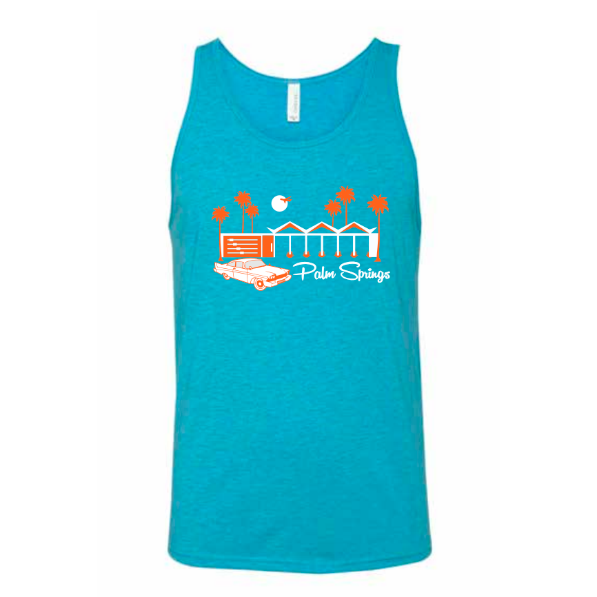 Zig Zag Unisex Tank Top - Aqua/Orange - Just Fabulous Palm Springs