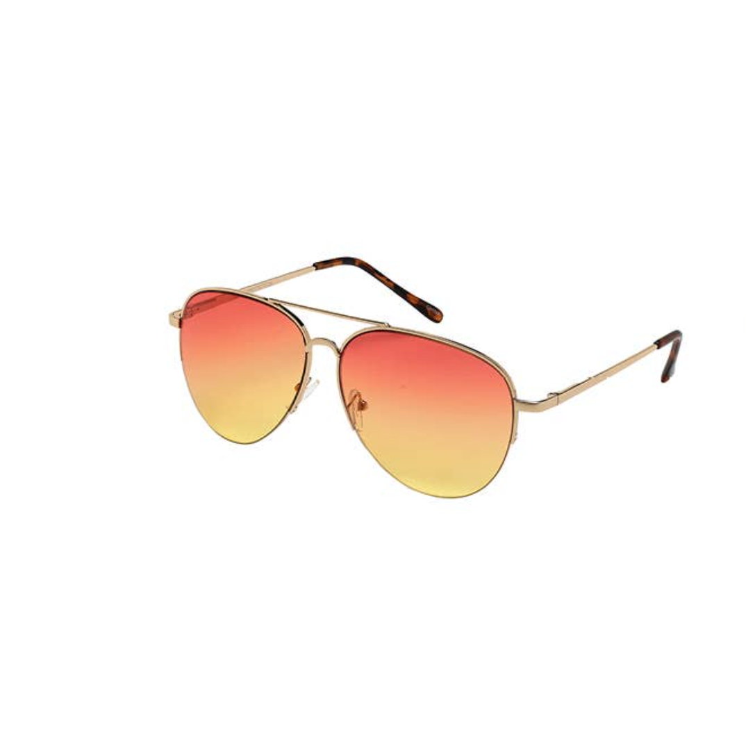 Blue Gem Weekend Aviator Sunglasses - Gold / Orange Gradient Lenses