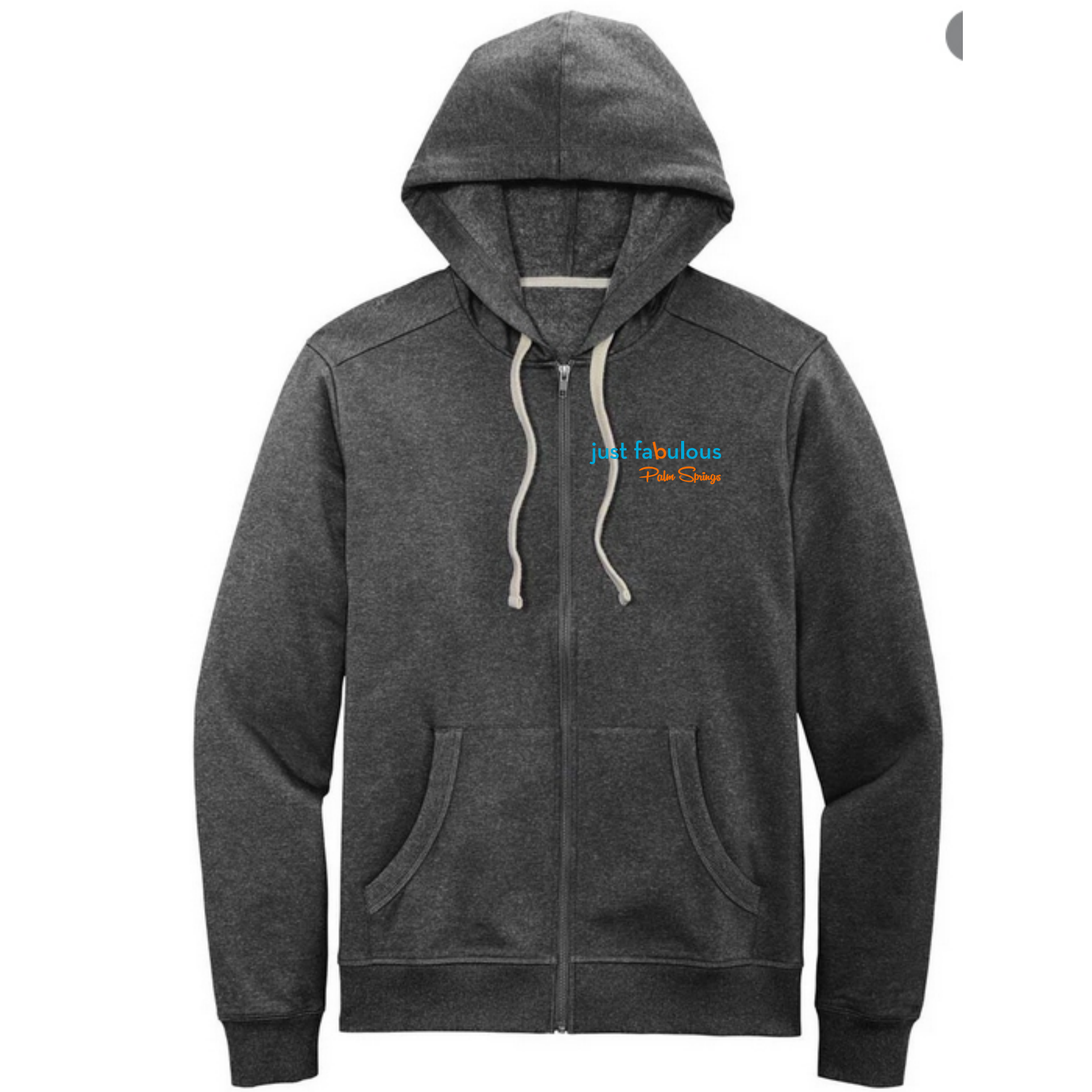 Zig Zag Zip Up Hoodie - Charcoal/Orange - Just Fabulous Palm Springs