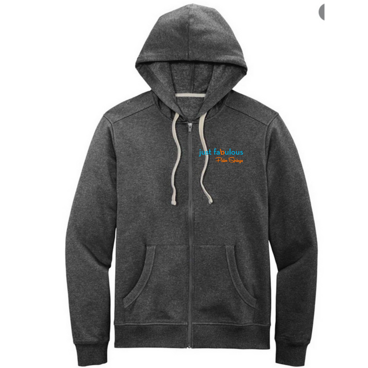 Zig Zag Zip Up Hoodie - Charcoal/Orange