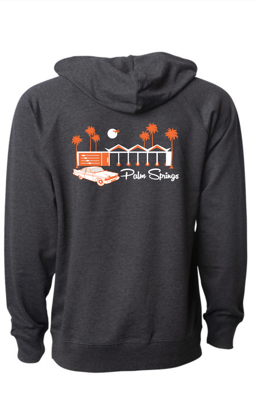 Zig Zag Zip Up Hoodie - Charcoal/Orange