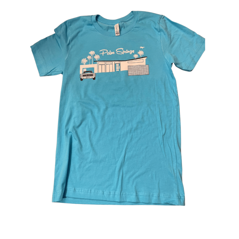 Twin Palms Unisex Crew Neck T-Shirt - Turquoise 2021 - Just Fabulous Palm Springs
