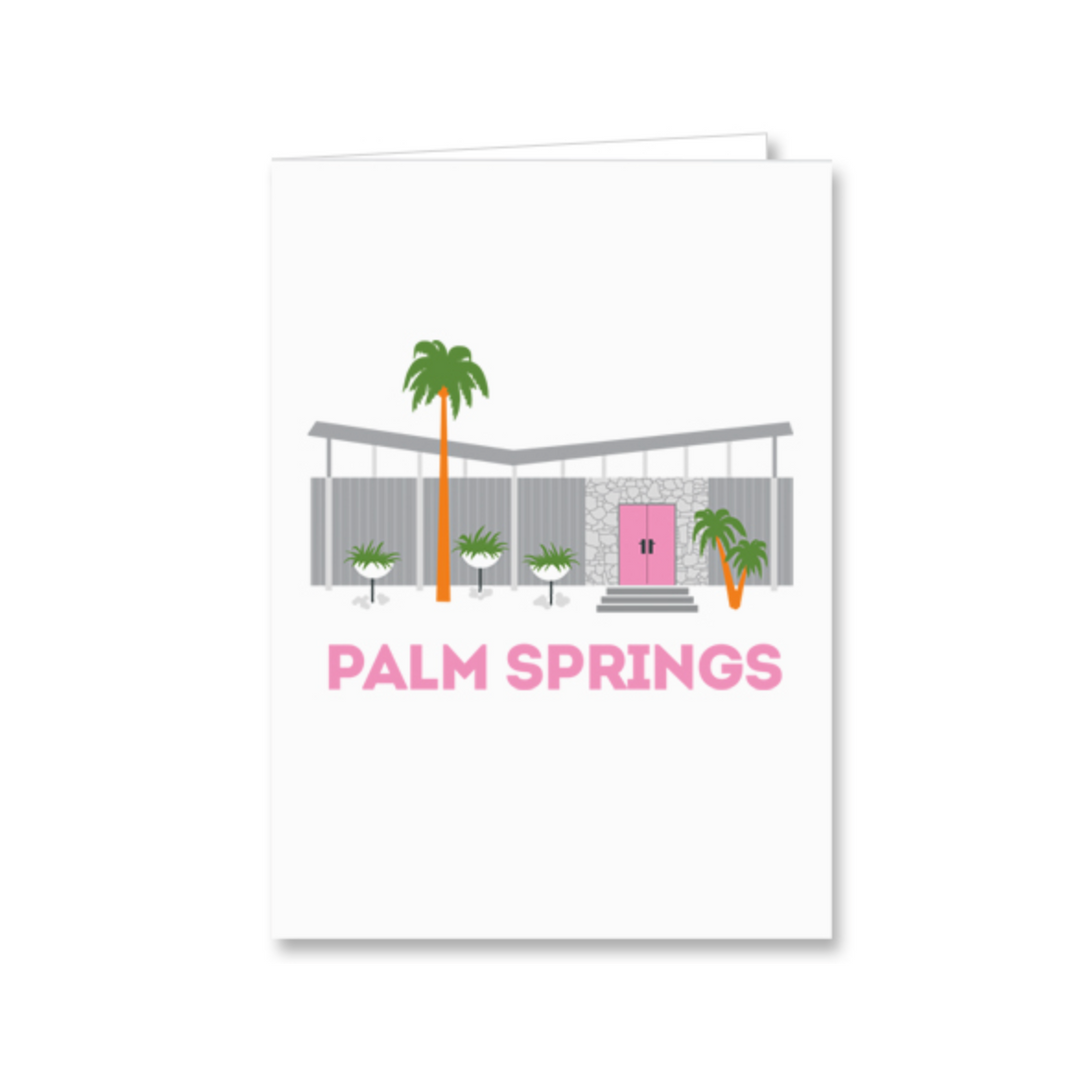 Pink Door Modern House Palm Springs Blank Greeting Card - Just Fabulous Palm Springs