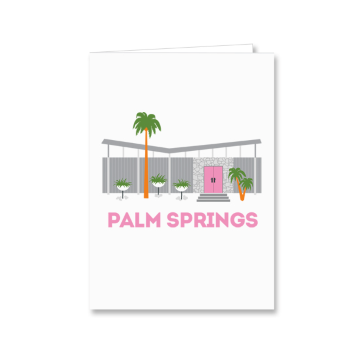 Pink Door Modern House Palm Springs Blank Greeting Card - Just Fabulous Palm Springs