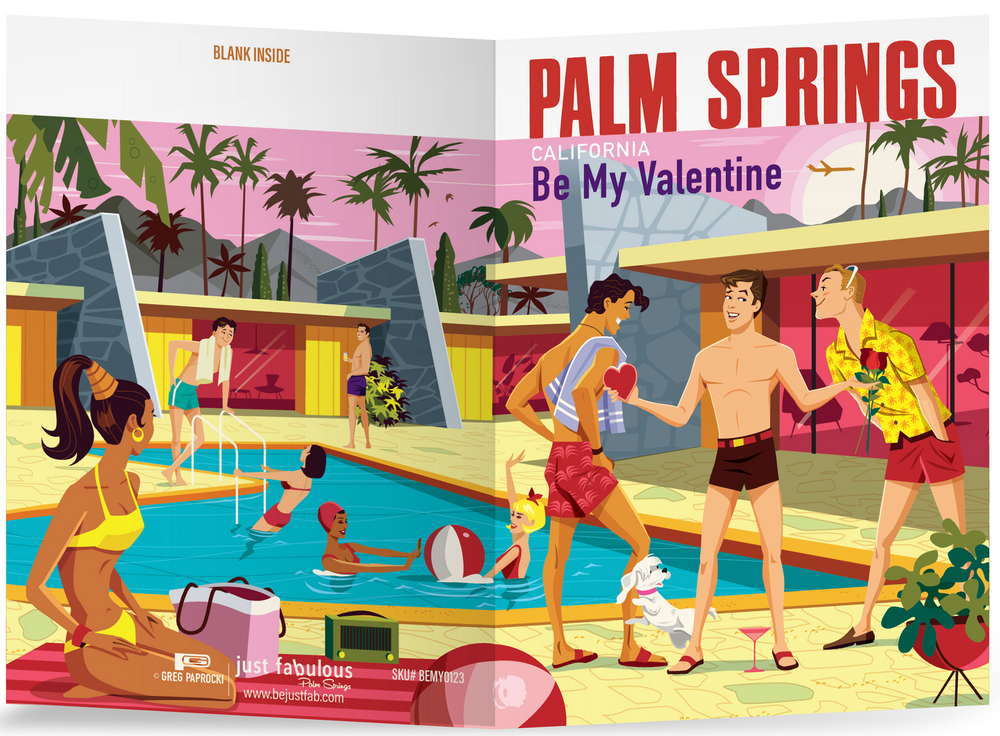 Palm Springs Be My Valentine Blank Greeting Card
