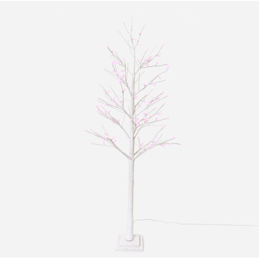 White Twig Tree With Pink Lights 5.5'