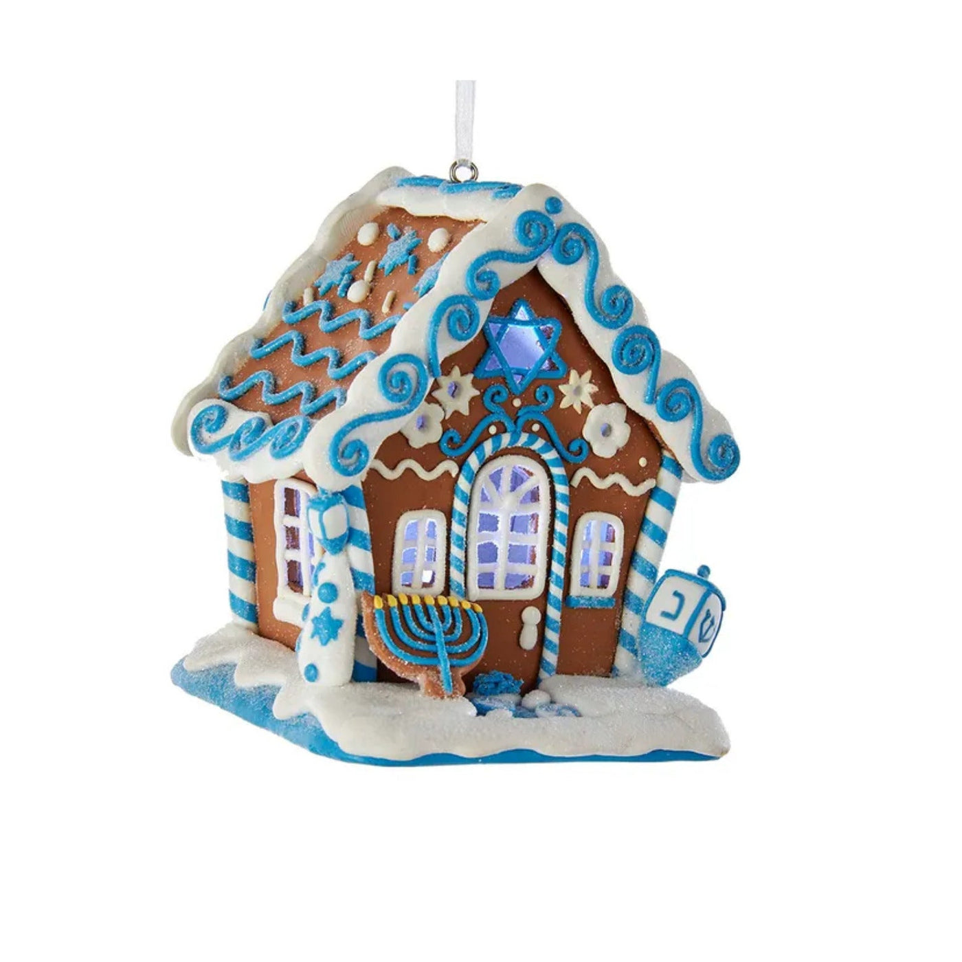 Hanukkah Gingerbread LED House Ornament