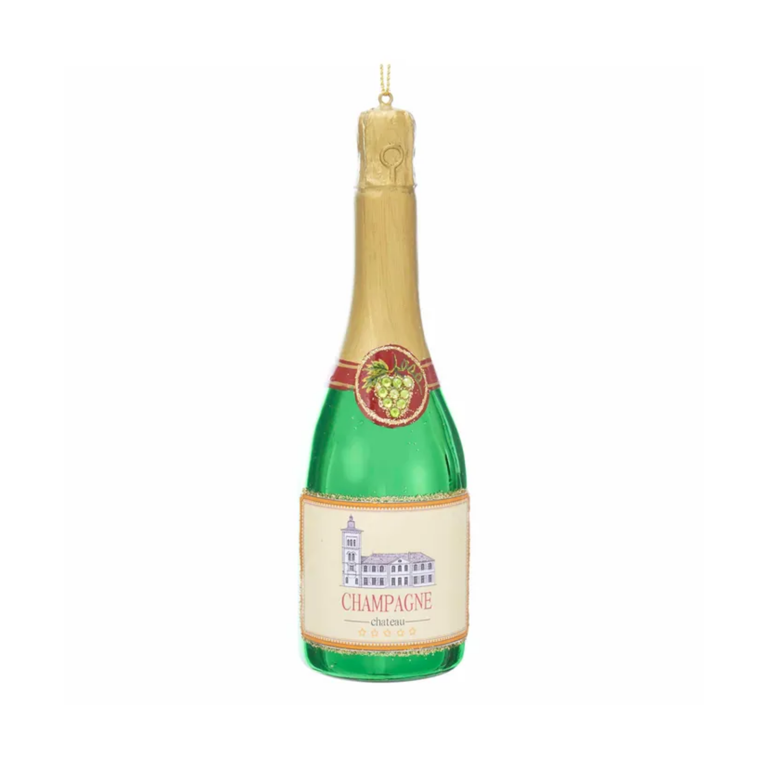 Champagne Bottle Glass Ornament