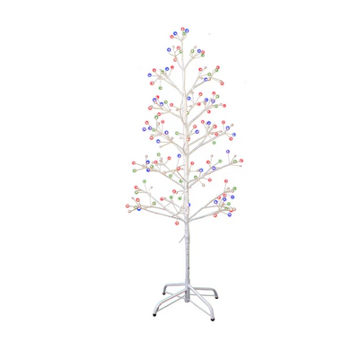 White Birch Twig Tree Pre-Lit w/ Multi-Color LED Lights - 4 Feet