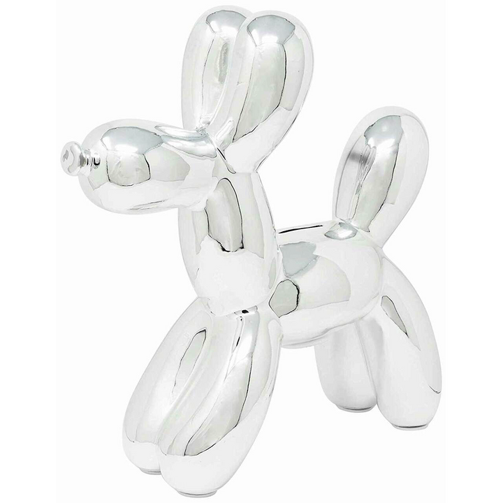 Ceramic Dog Bank - Silver 12"