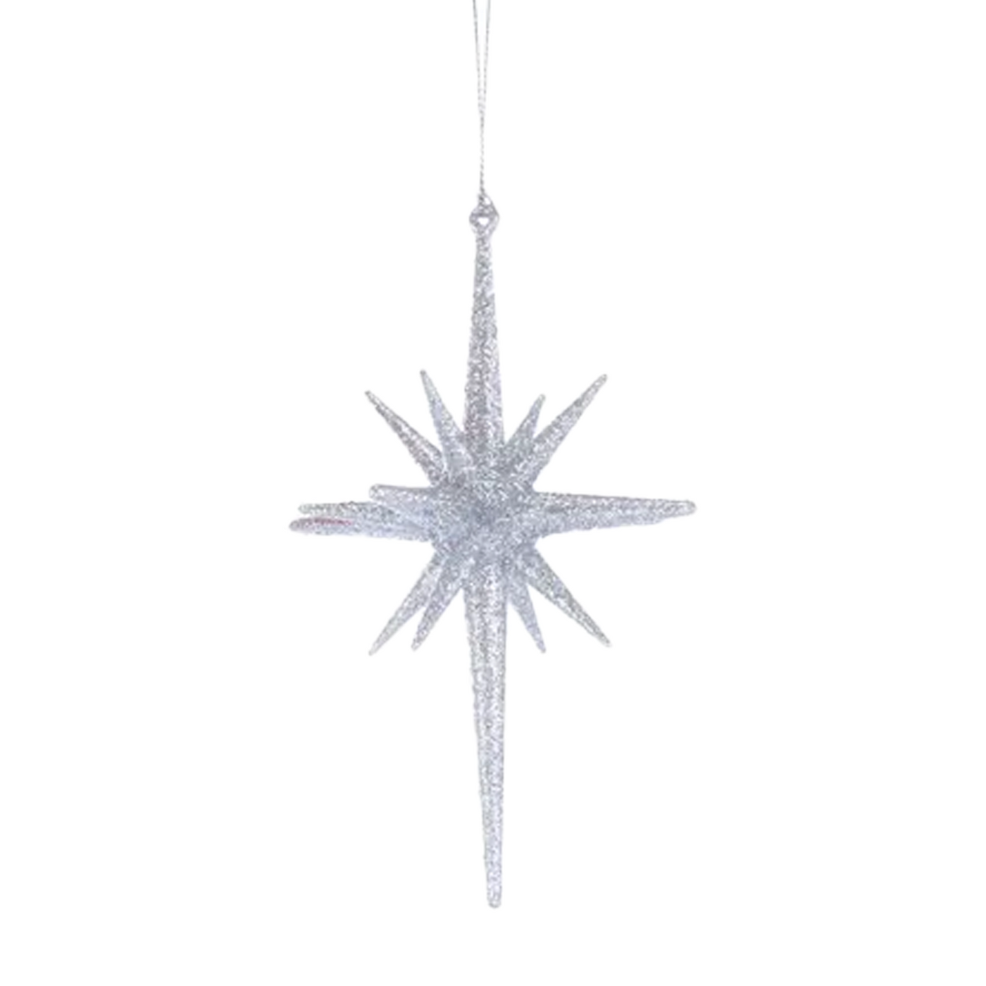 Mid-Century Glitter Starburst Ornament - Silver