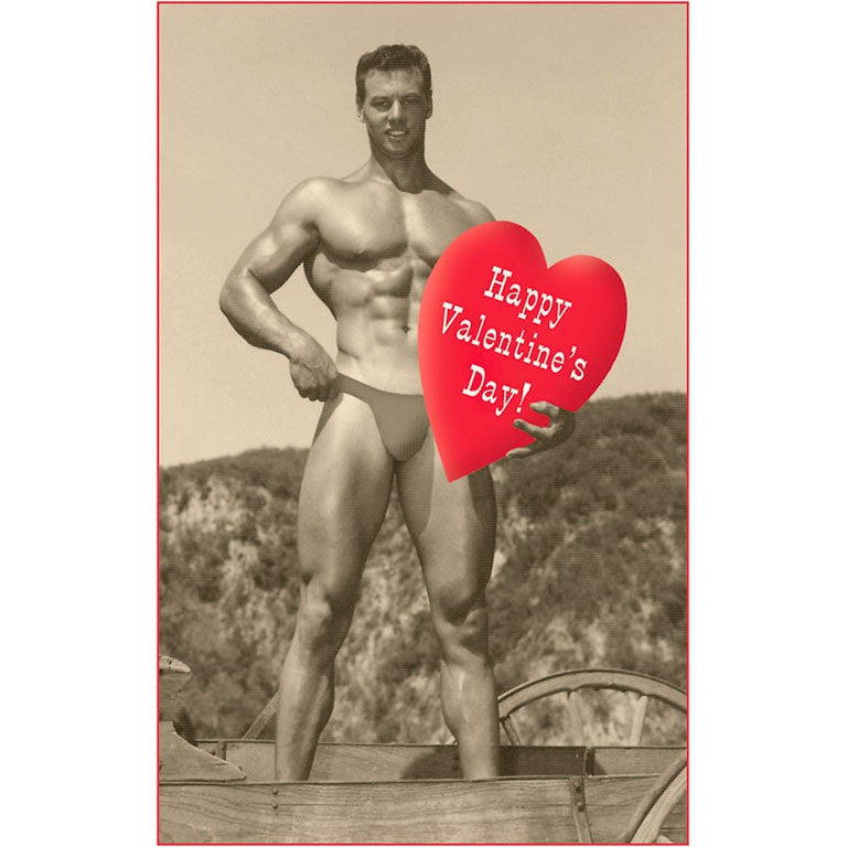 Muscle Man With Heart Valentine Greeting Card