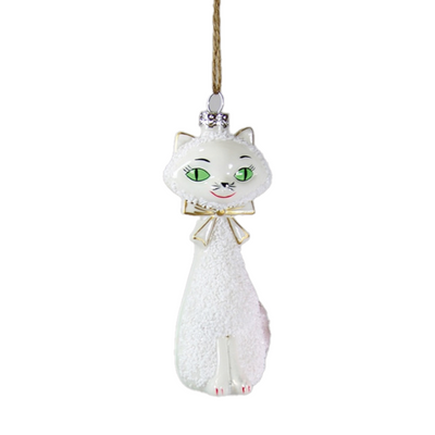 Kitschy Kitten Ornament - White