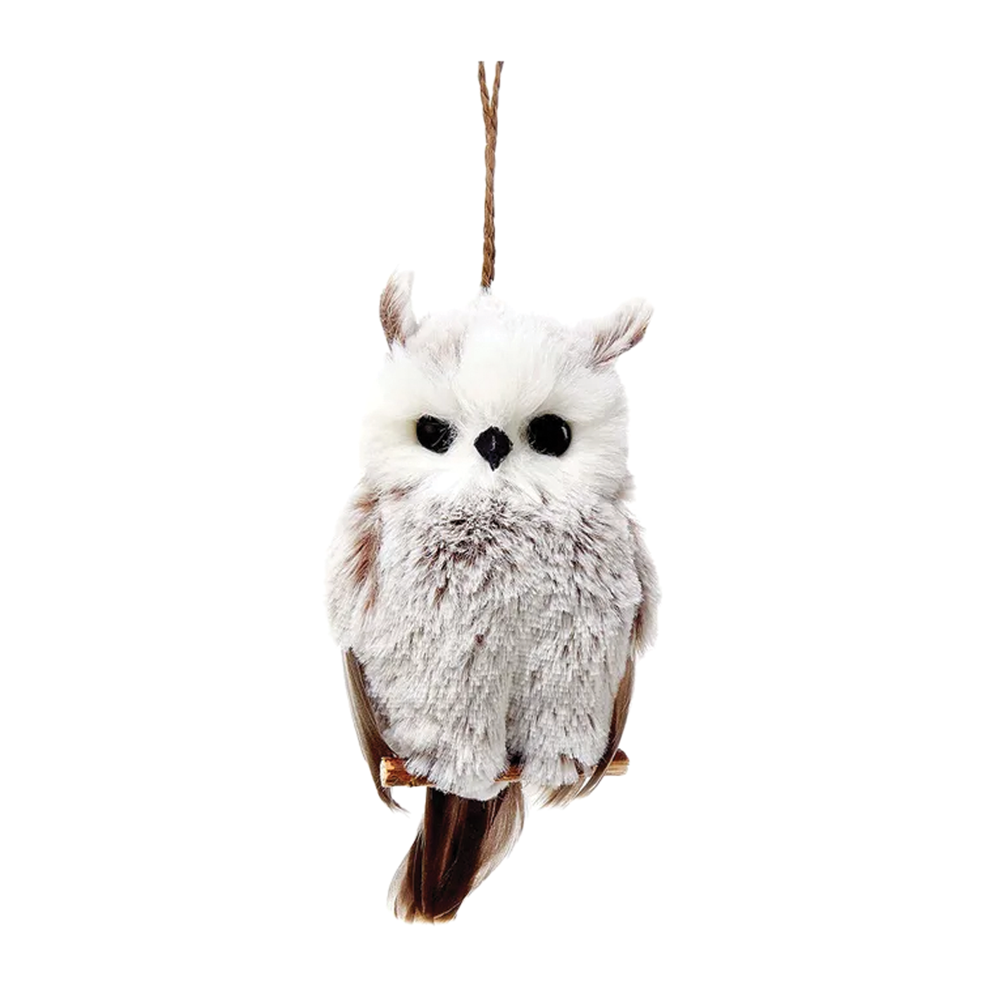 Brown & White Hanging Owl Ornament - Ears