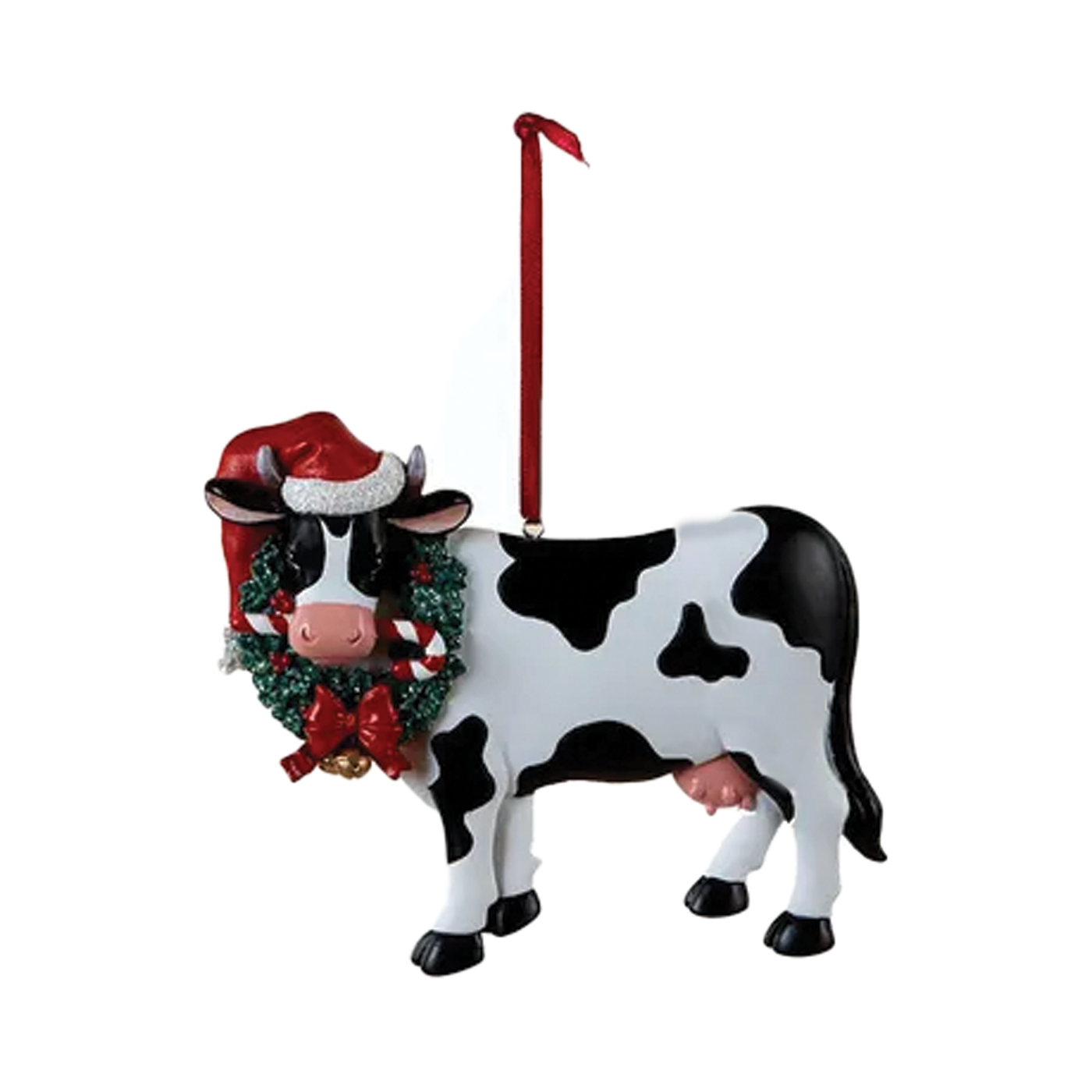 Christmas Cow Ornament - Wreath