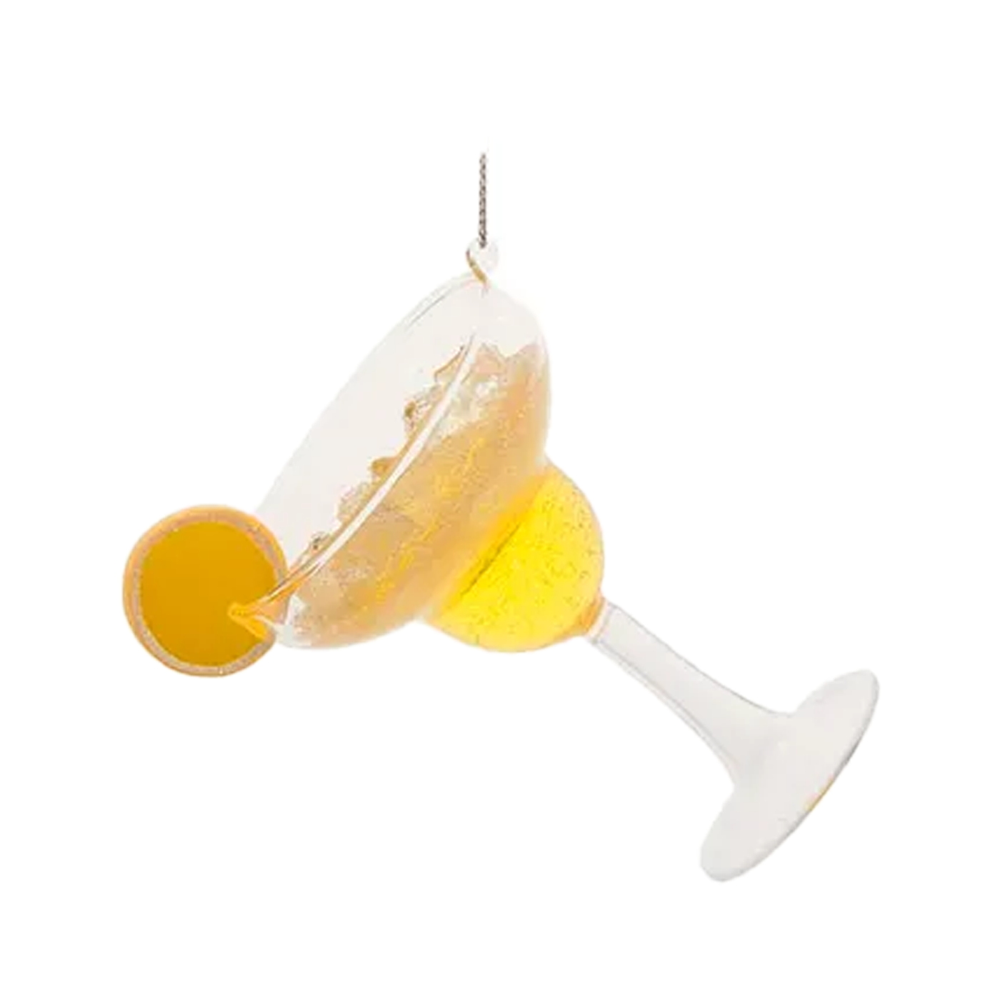 Glass Margarita Ornament - Yellow