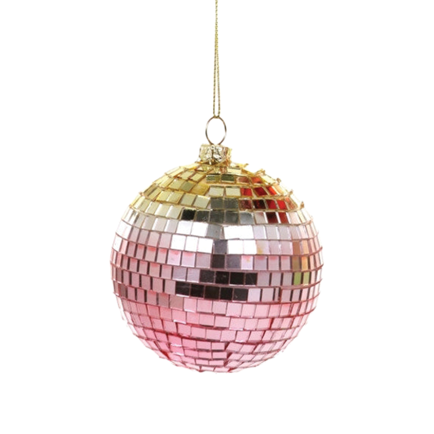Mirrored Ball Ornament - Medium Yellow To Pink