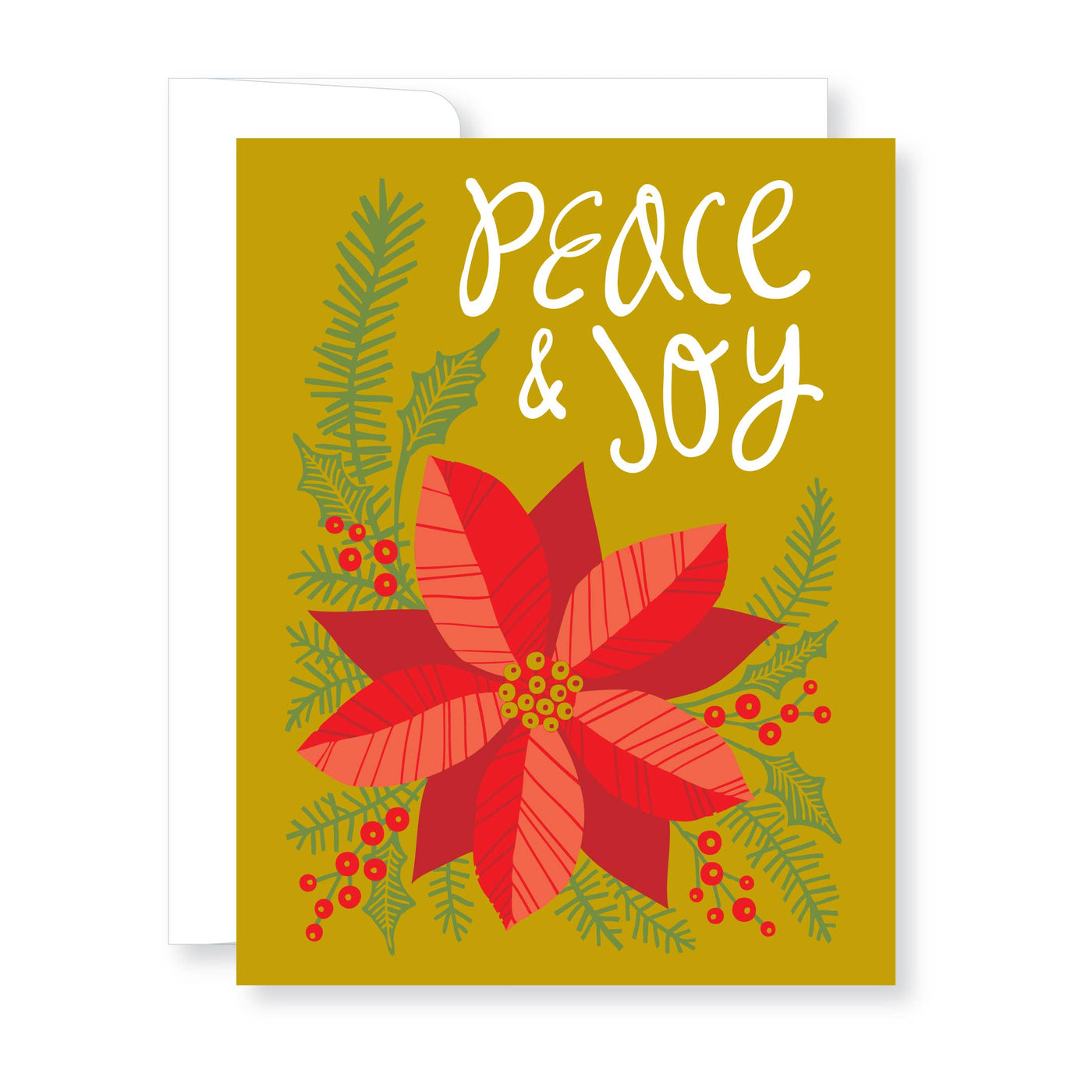 Peace & Joy Poinsettia Holiday Card