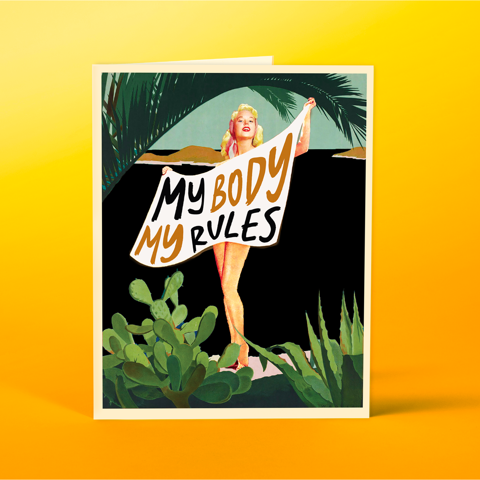 My Body Towel Greeting Card - Just Fabulous Palm Springs