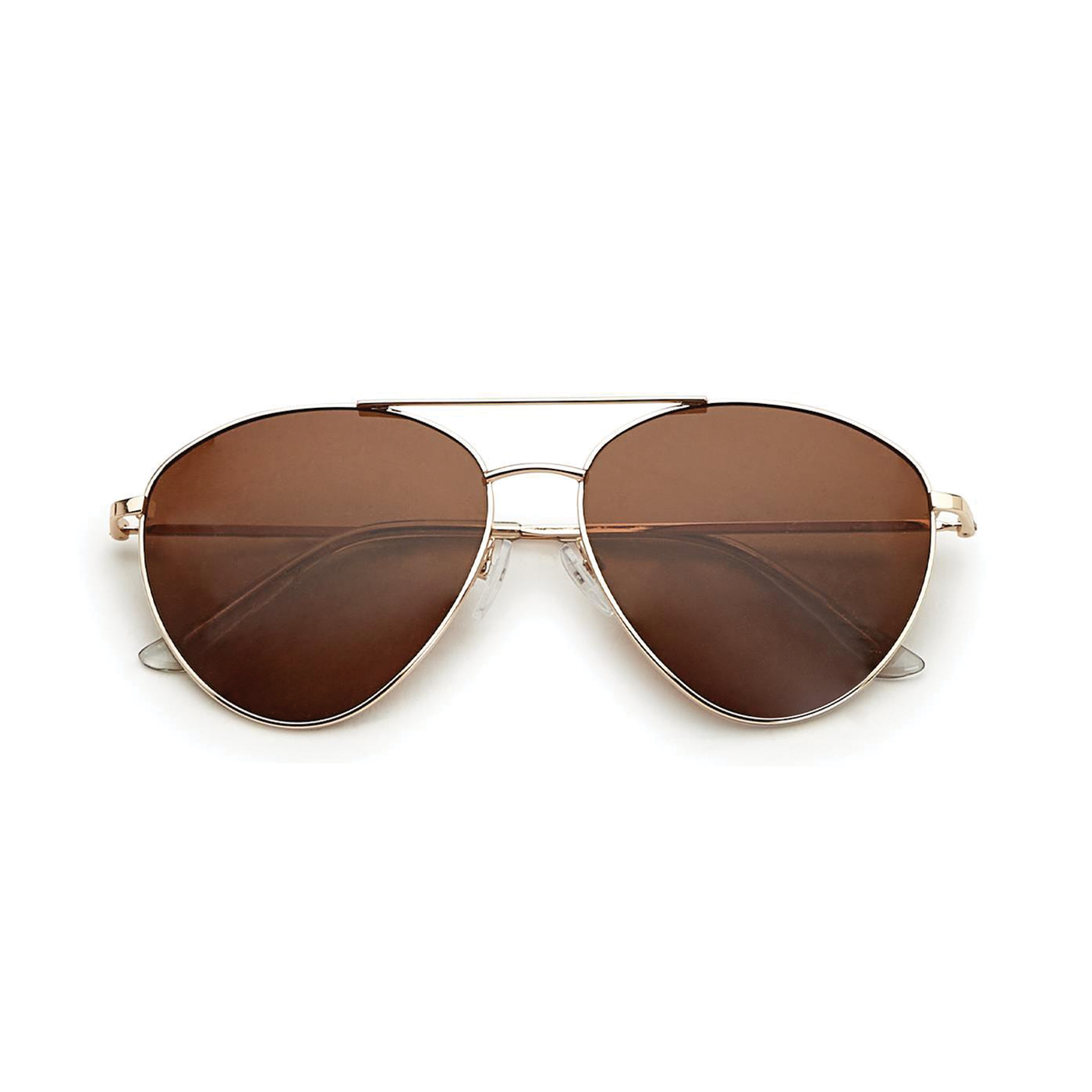 Gold Frame Aviator Sunglasses - Brown Lens