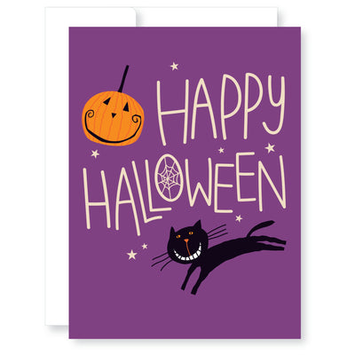 Happy Black Cat Halloween Holiday Card