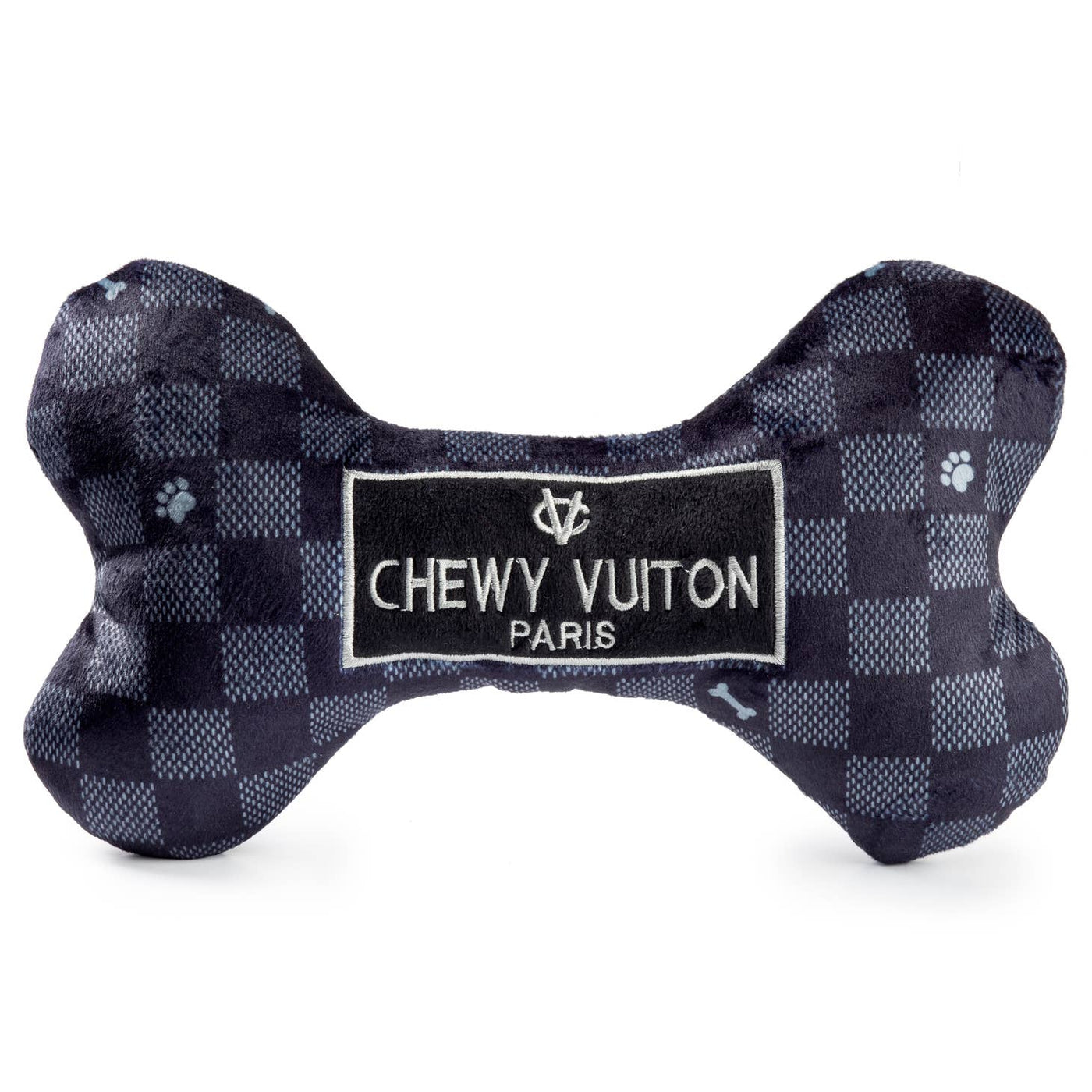 Black Checker Chewy Vuiton Bone Toy - Large