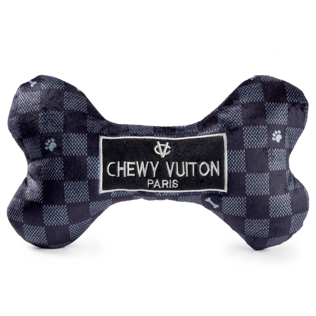 Black Checker Chewy Vuiton Bone Toy - Extra Large
