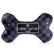 Black Checker Chewy Vuiton Bone Toy - Extra Large