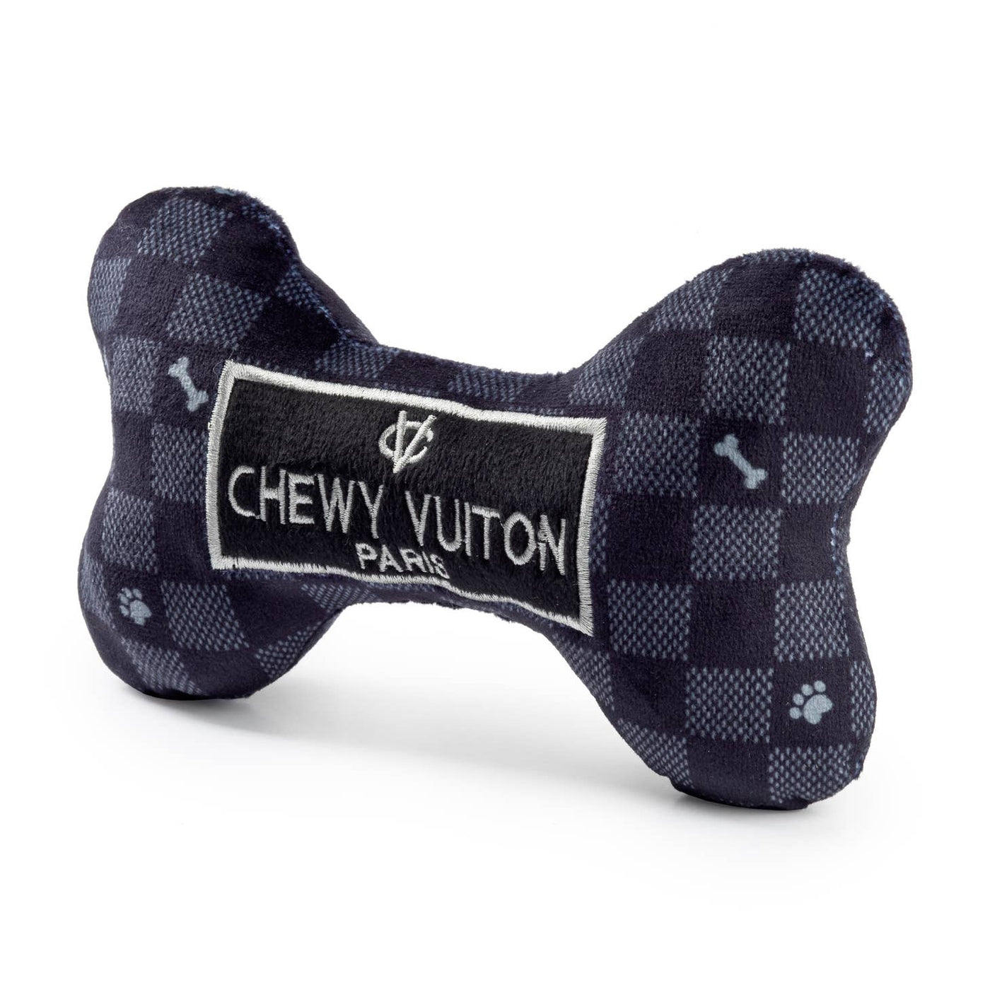 Black Checker Chewy Vuiton Bone Toy - Large