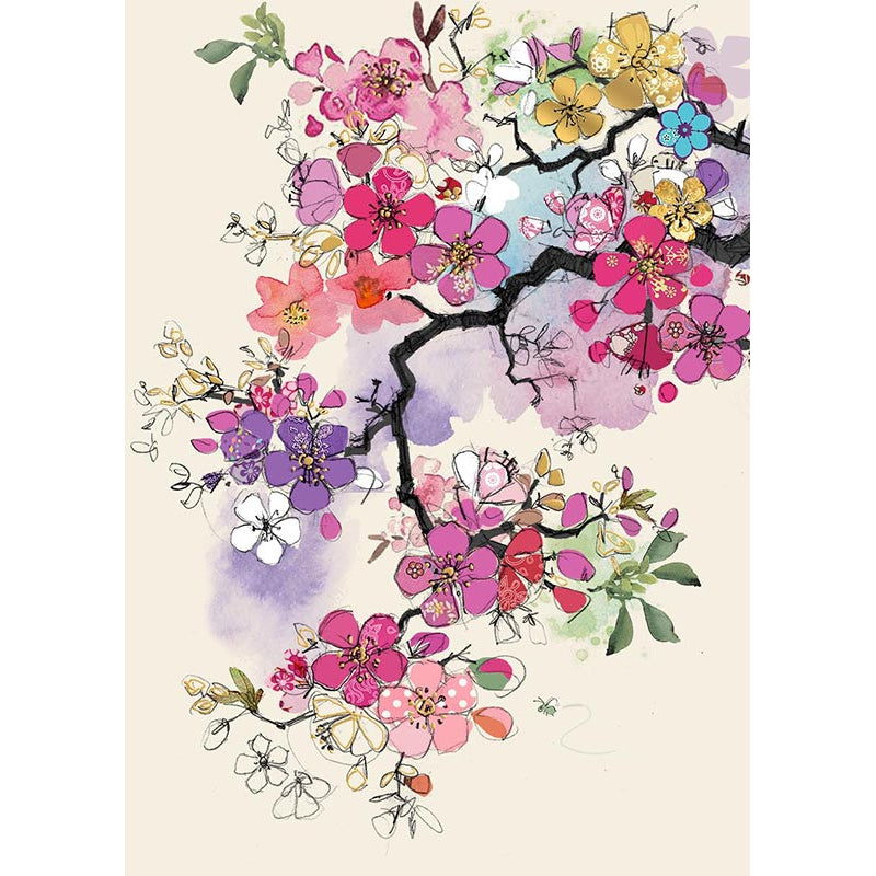 Pink Blossom Blank Greeting Card