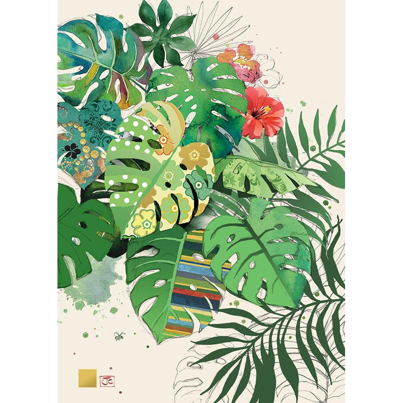 Tropical Leaves Blank Greeting Card