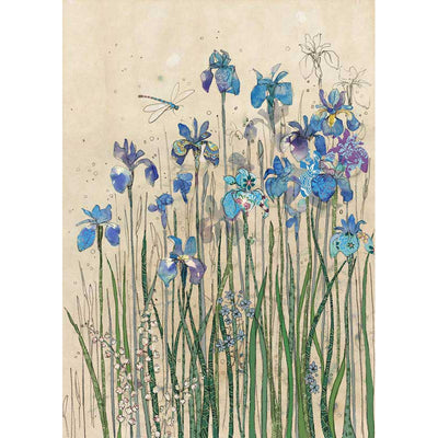 Iris Border Blank Bug Art greeting card