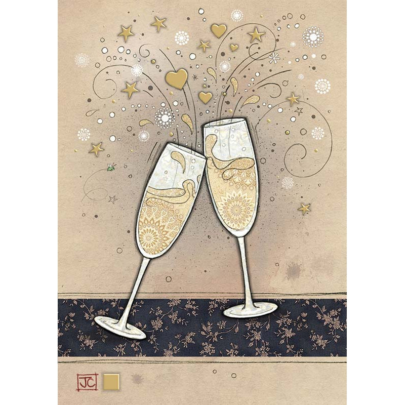 Champagne Glasses Blank Greeting Card - Just Fabulous Palm Springs