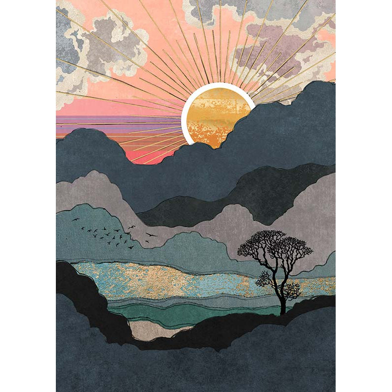 Mountain Sunset Blank Greeting Card