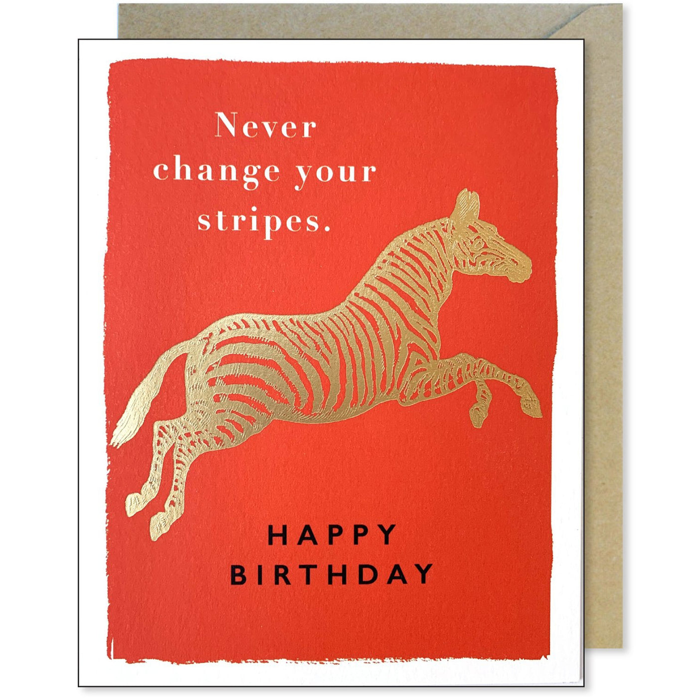 Gold Zebra Birthday Card