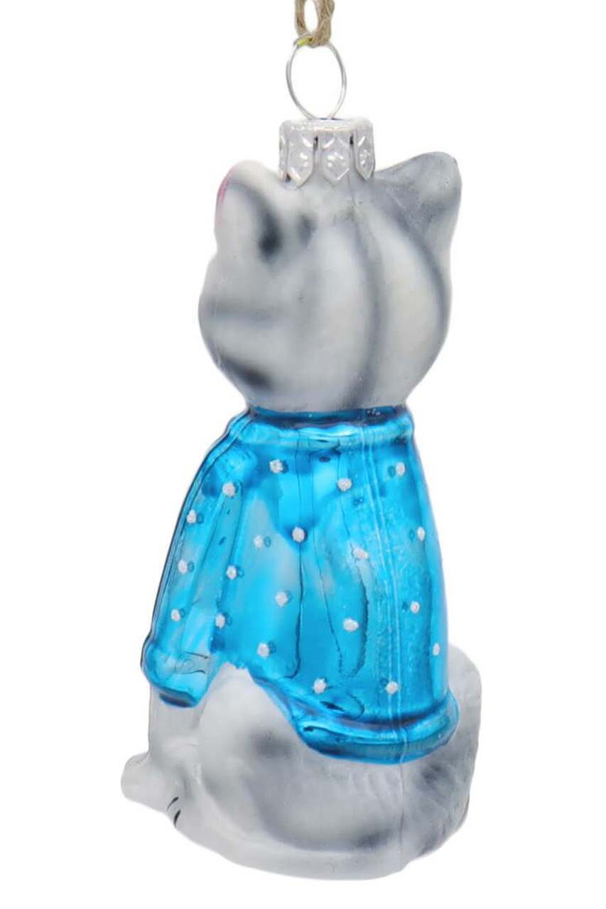 Festive Kitty Ornament - Blue Sweater