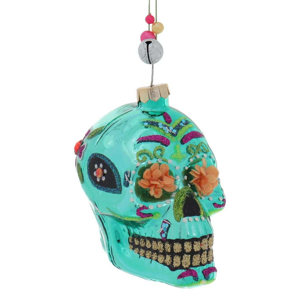 Dia De Los Muertos Skull Ornament - Teal - Just Fabulous Palm Springs
