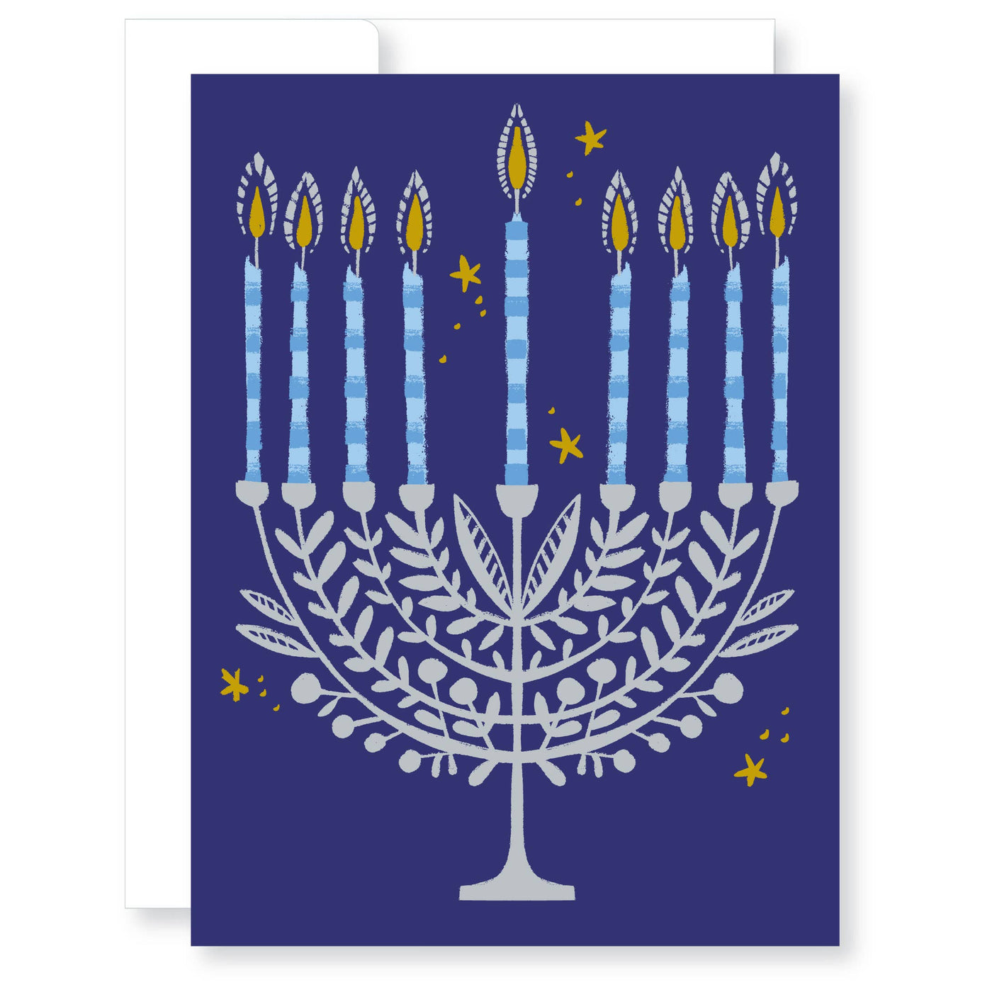 Silver and Blue Menorah Holiday Card