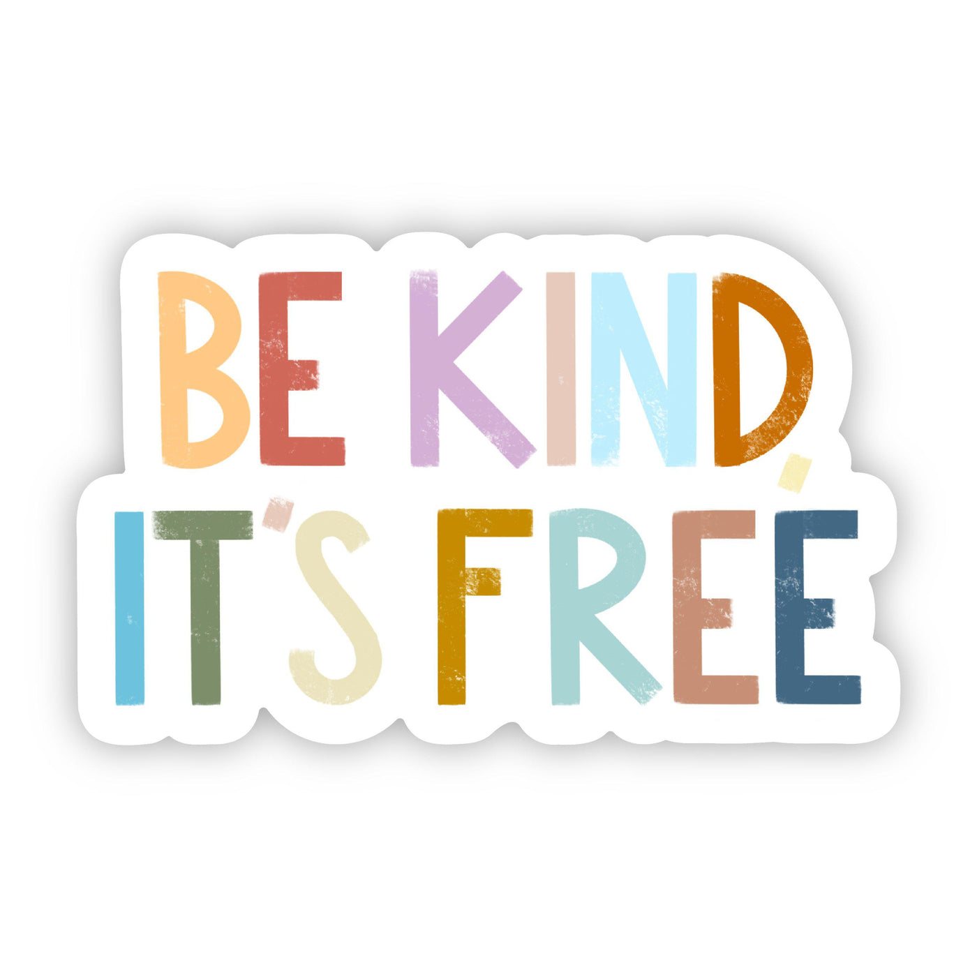 Be Kind It's Free Multicolor Lettering Sticker