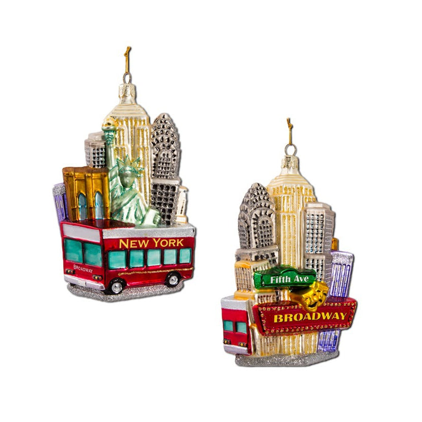 New York Cityscape Glass Ornament