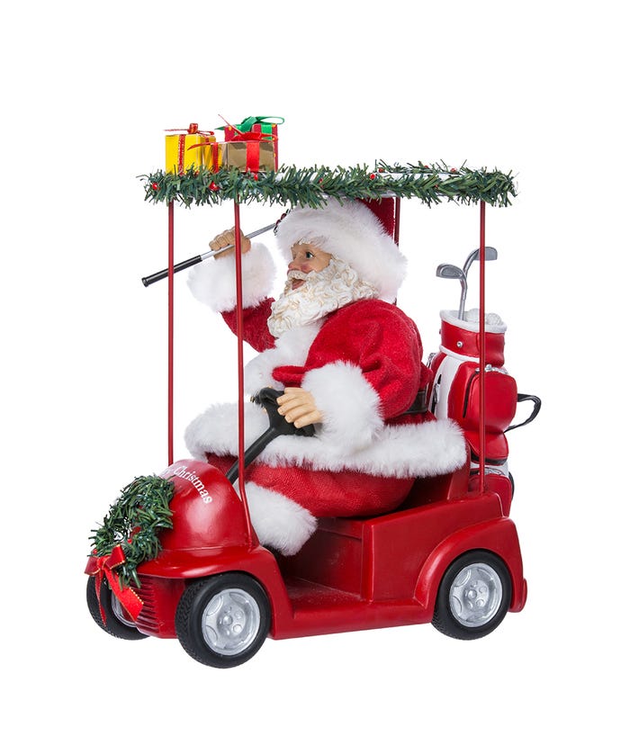 Santa Driving Golf Cart