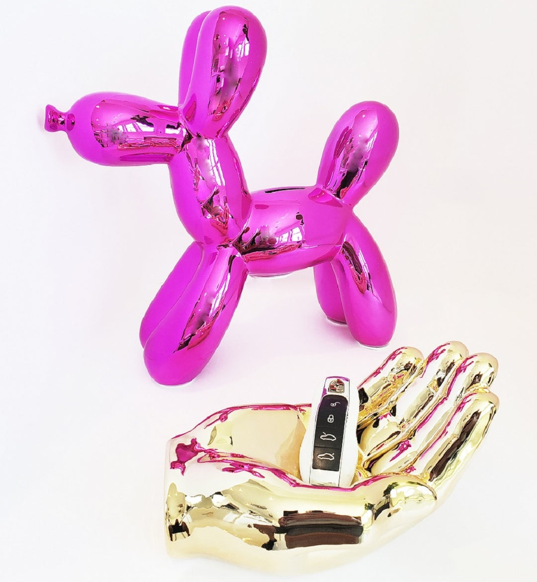 Ceramic Dog Bank  - Hot Pink 12"