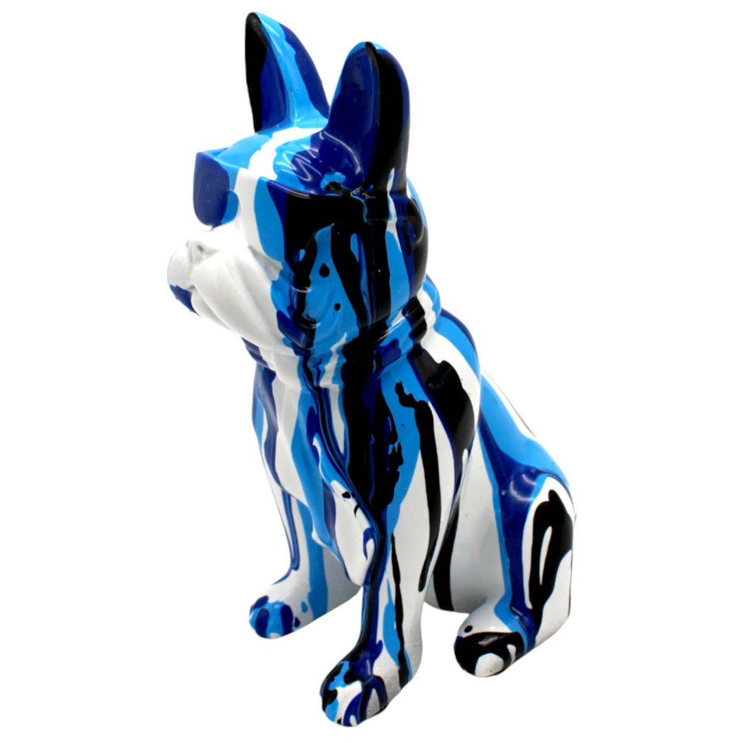 Blue Graffiti French Bulldog With Glasses - 8" Tall