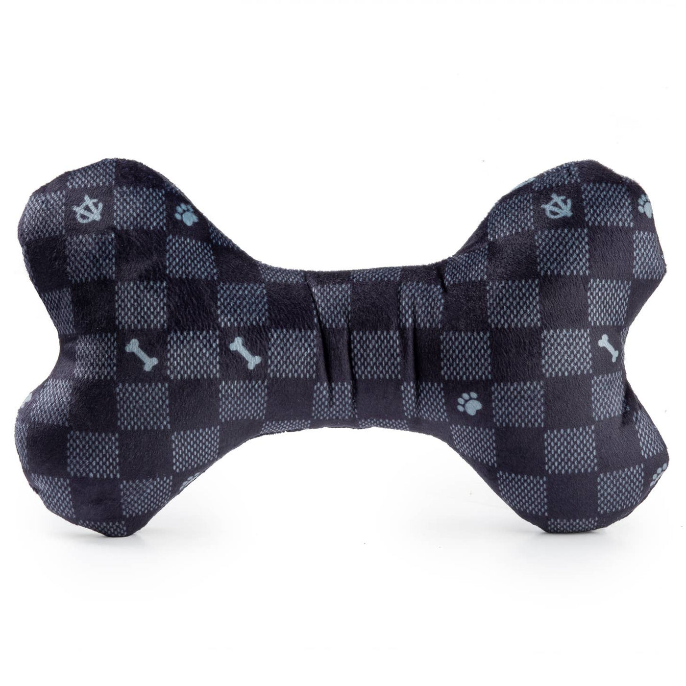 Black Checker Chewy Vuiton Bone Toy - Large