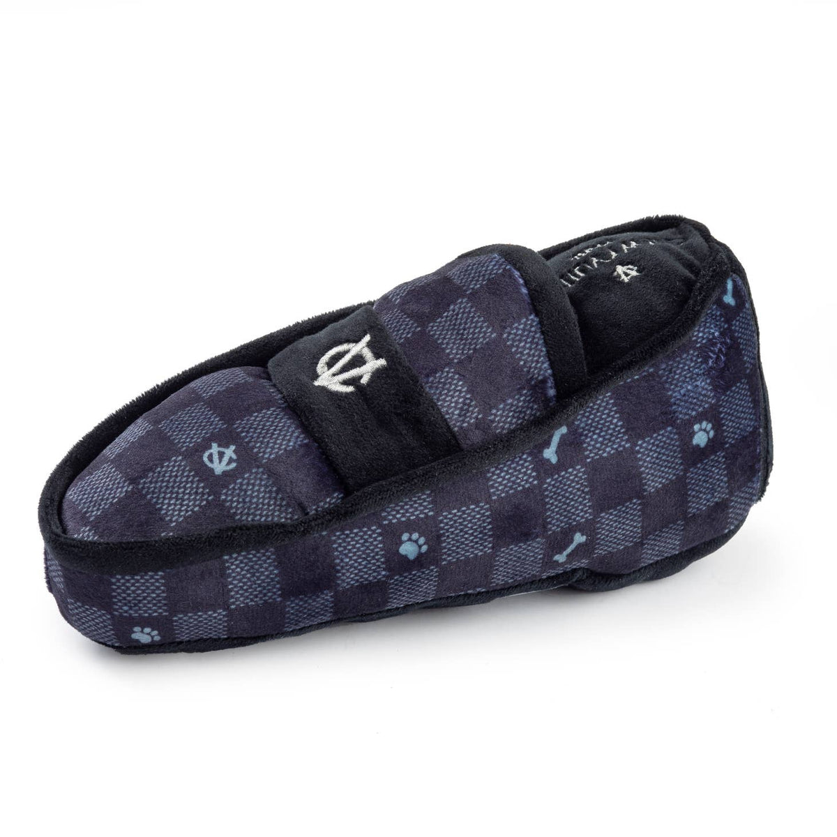 Black Checker Chewy Vuiton Loafer Squeaker Pet Toy