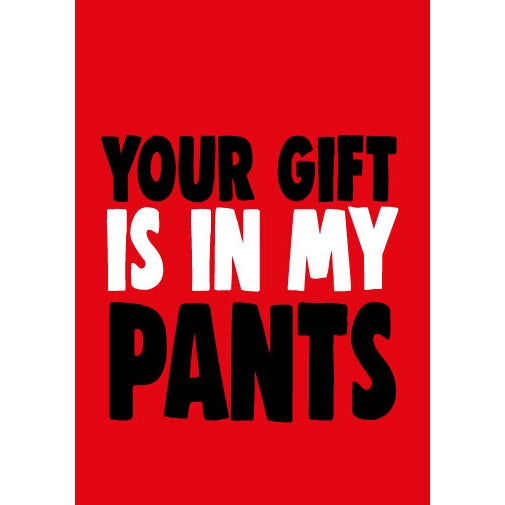 Your Gift Is In My Pants Greeting Card