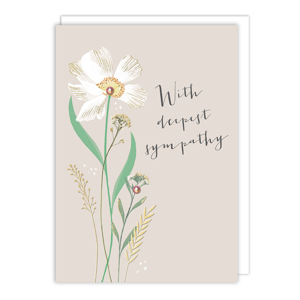 White Flower Sympathy Greeting Card
