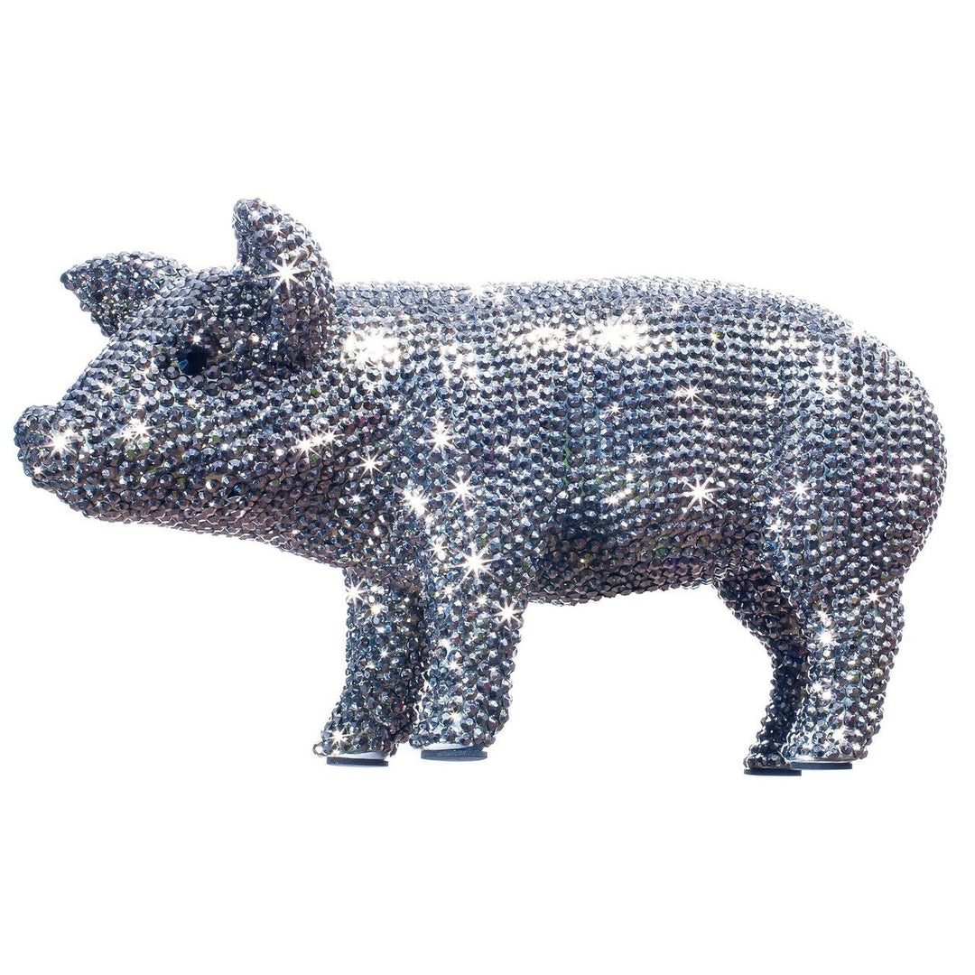 Rhinestone Pig Bank Silver ceramic
